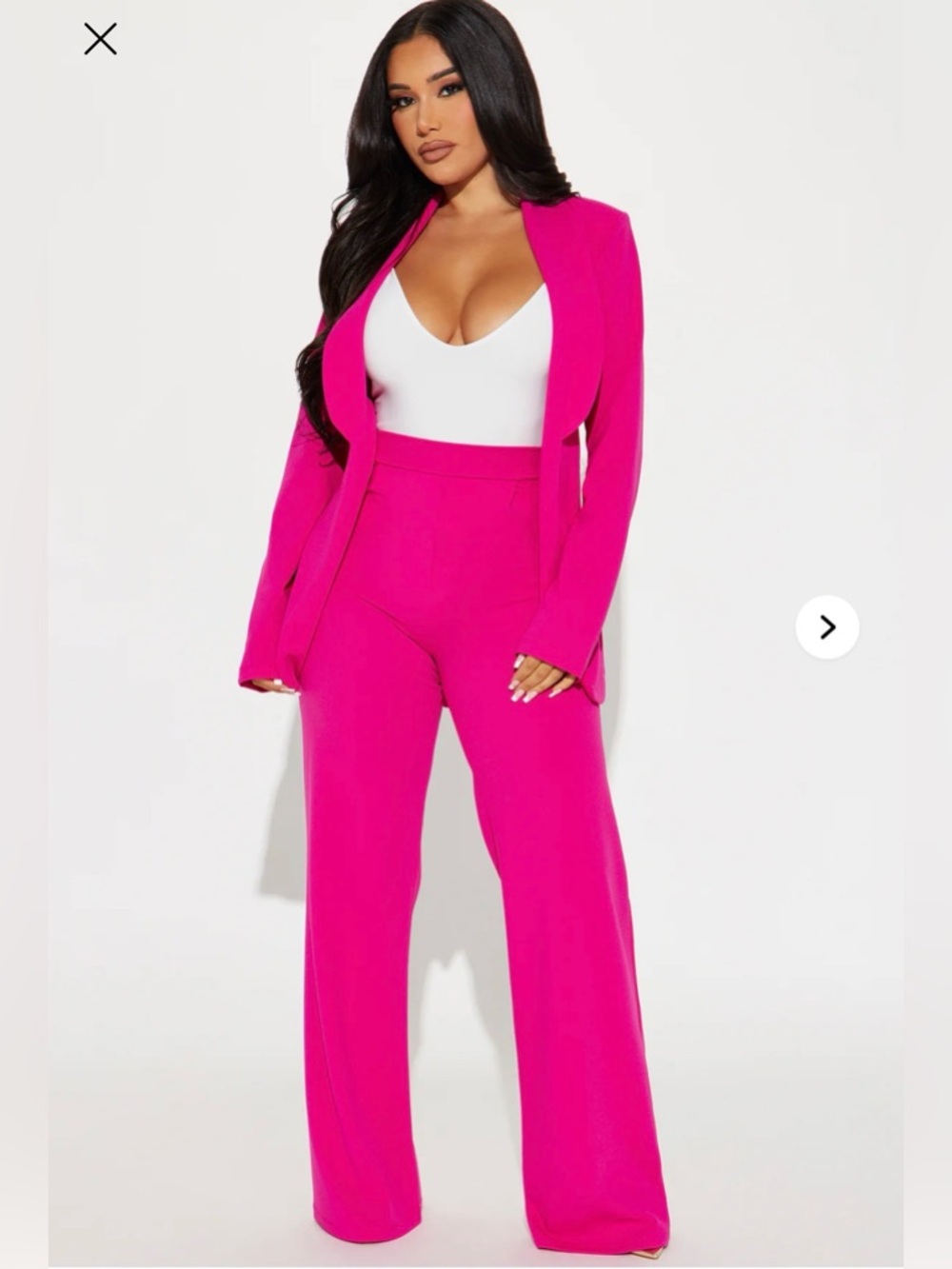 Fashion Nova Hot Pink Blazer & Wide-Leg Pant Set Size 3X